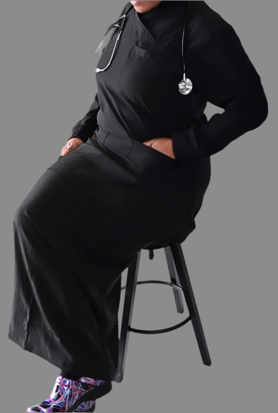 2pc Scrub Set Black CH