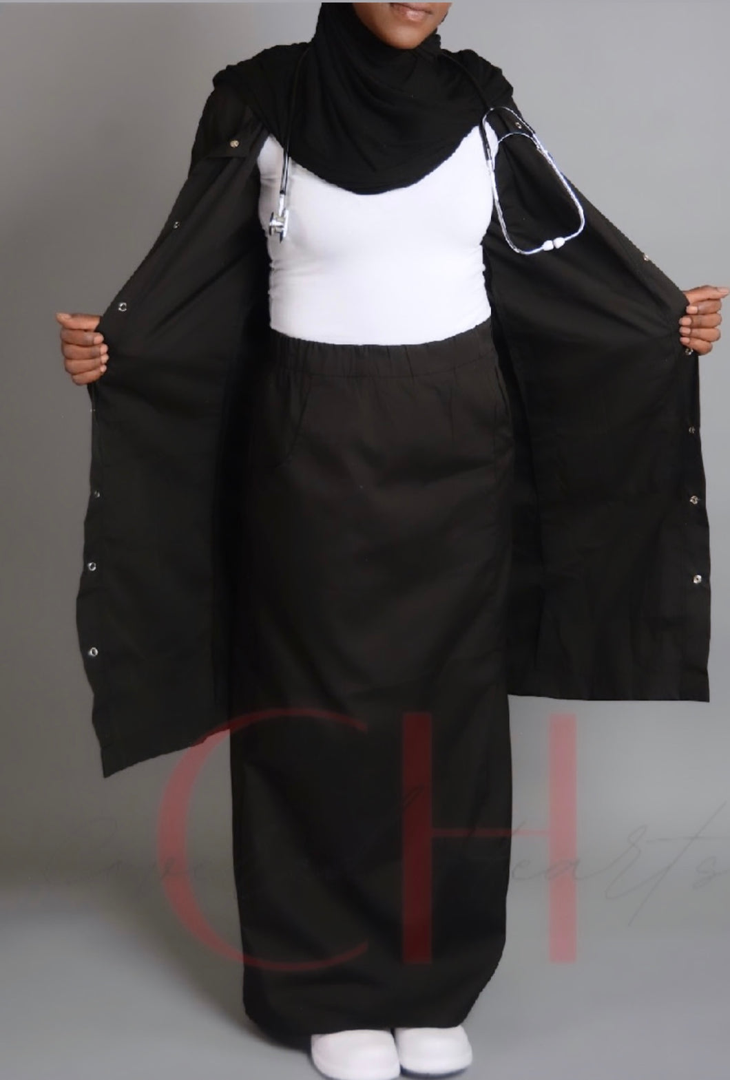 Knee length Lab Coat Only Black